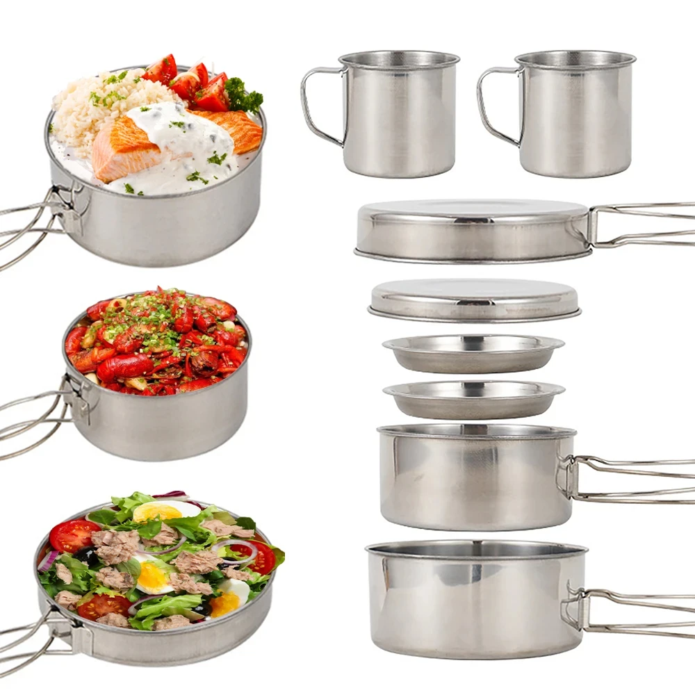 8pcs/Set Camping Cookware Mess - огляд і ціна Camping Cooking Set Stainless Steel