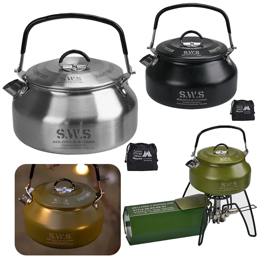 Stainless Steel Kettle 0.8L Po - огляд і ціна Camping Cooking Set Stainless Steel