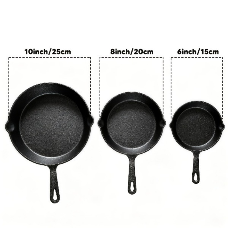 3PCS Cast Iron Skillet Set 6/8 - огляд і ціна Camping Cooking Without Gas