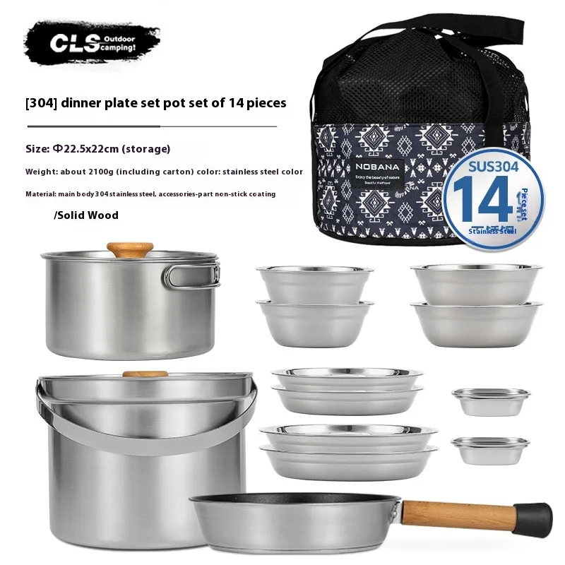 NOBANA&CLS 22PCS Stainless Ste - огляд і ціна Camping Cooking Set Stainless Steel