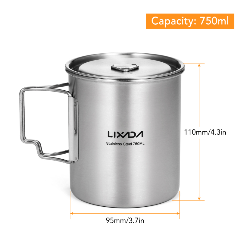 Lixada 750ml Cup Outdoor Stain - огляд і ціна Camping Cooking Set Stainless Steel