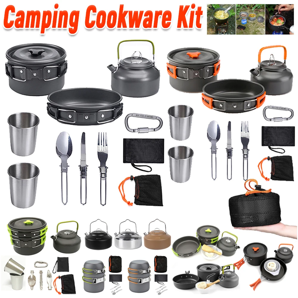 Camping Cookware Kit Kettle Po - огляд і ціна Camping Cooking Set Stainless Steel